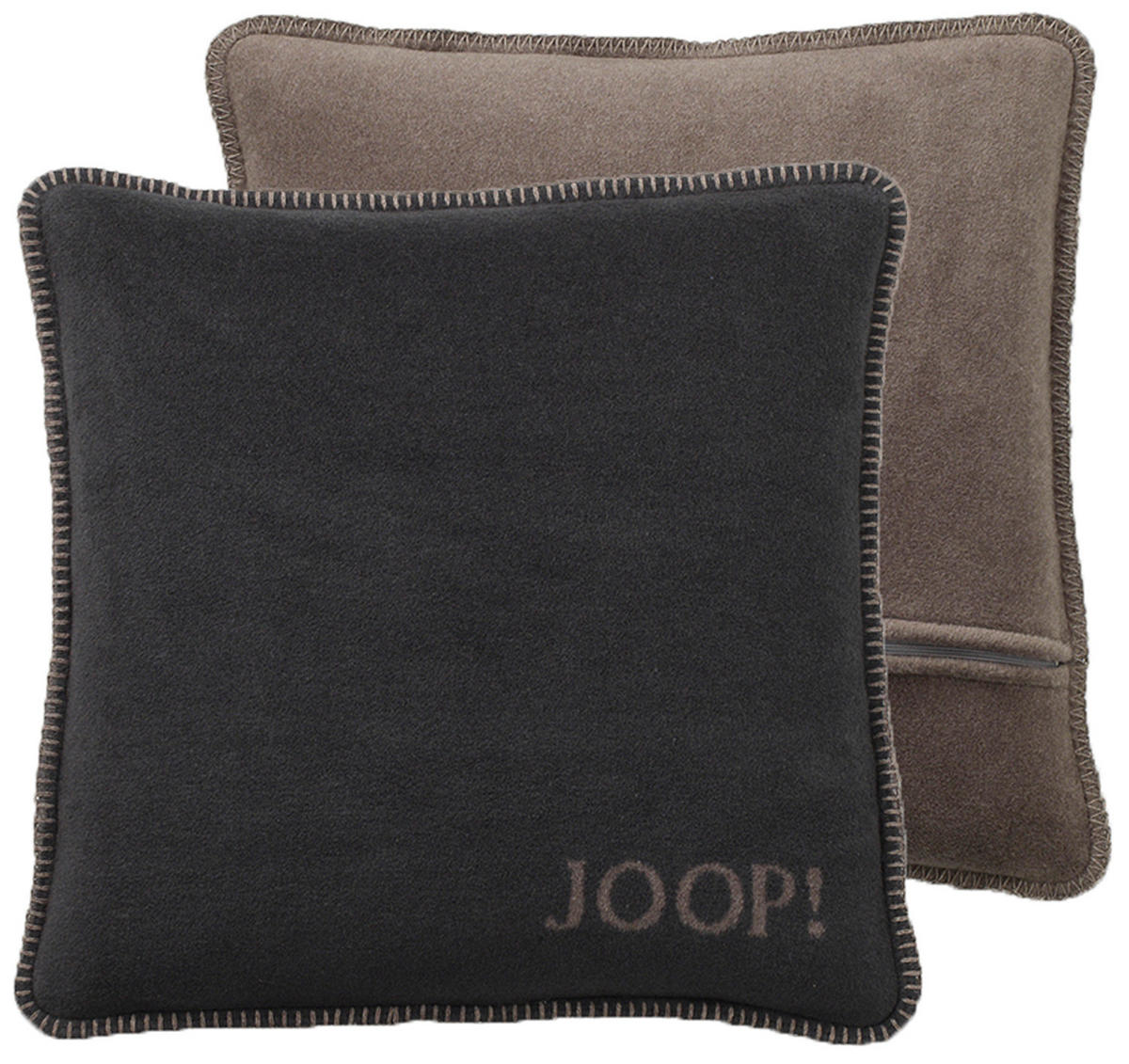 KISSENHÜLLE Uni Doubleface 50/50 cm  - Taupe/Anthrazit, Basics, Textil (50/50cm) - Joop!