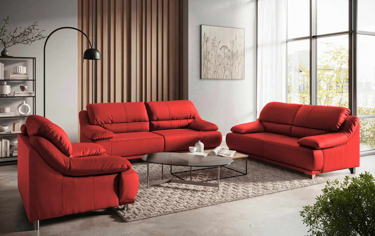 FOTELJ,  rdeča usnje - rdeča, Design, kovina/usnje (118/87/92cm) - Xora