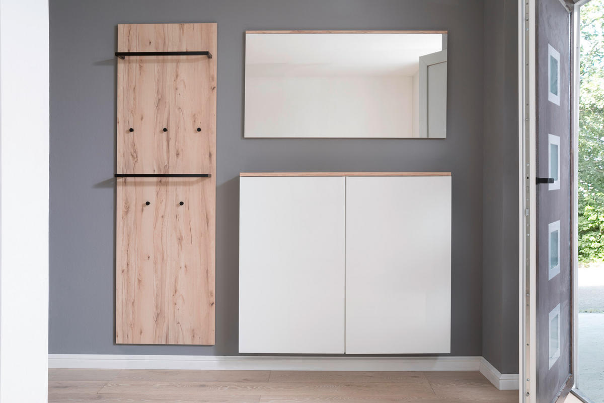 GARDEROBE 3-teilig  in 190/200/38 cm  - Weiss/Buchefarben, Konventionell, Holzwerkstoff (190/200/38cm) - Moderano