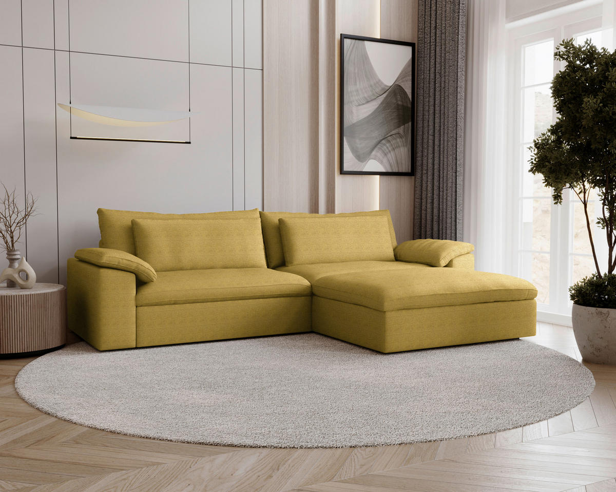 ECKSOFA  Chenille Currygelb  - Currygelb/Schwarz, Modern, Kunststoff/Textil (306/198cm) - Carryhome