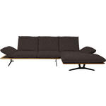 ECKSOFA in Flachgewebe Dunkelbraun  - Dunkelbraun/Schwarz, Design, Holz/Textil (314/159cm) - Dieter Knoll