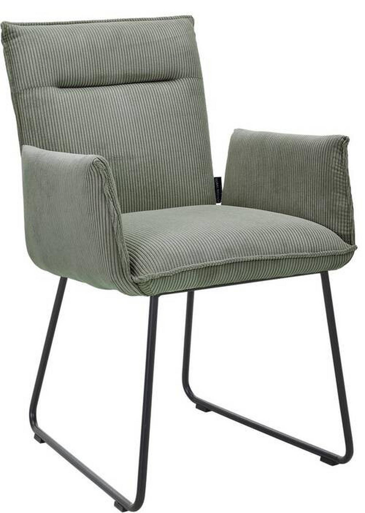 ARMLEHNSTUHL  in Eisen Feincord  - Waldgrün/Schwarz, Design, Textil/Metall (59/87/62cm) - Johann Jakob