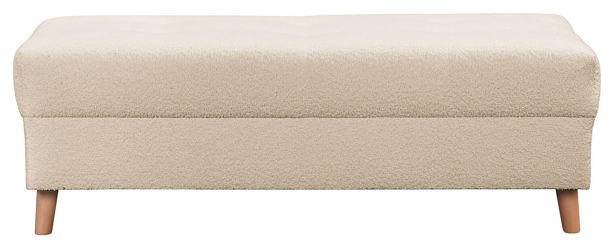 ECKSOFA inkl. Hocker Ariella Weiß Bouclé  - Naturfarben/Weiß, Design, Holz/Textil (161/231cm) - Livetastic