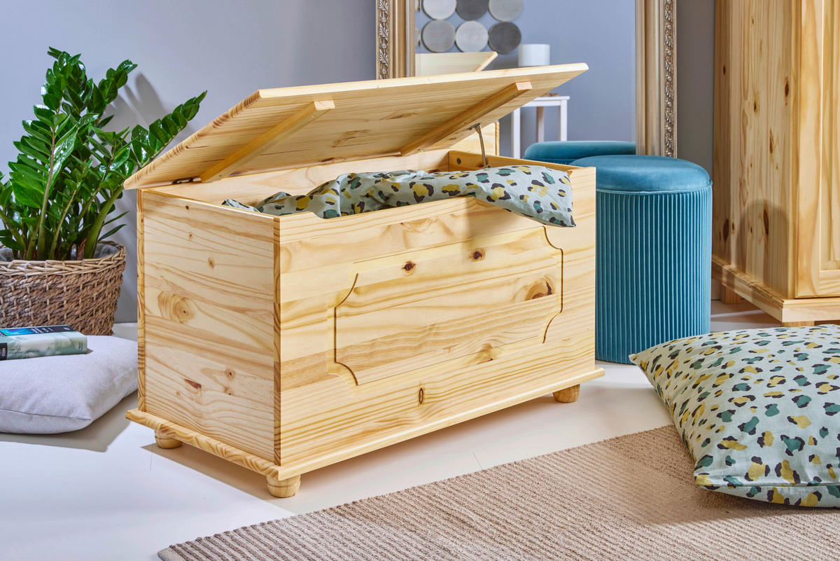 TRUHE Holz Kiefer massiv  - Naturfarben, Basics, Holz (89/53/47cm) - MID.YOU