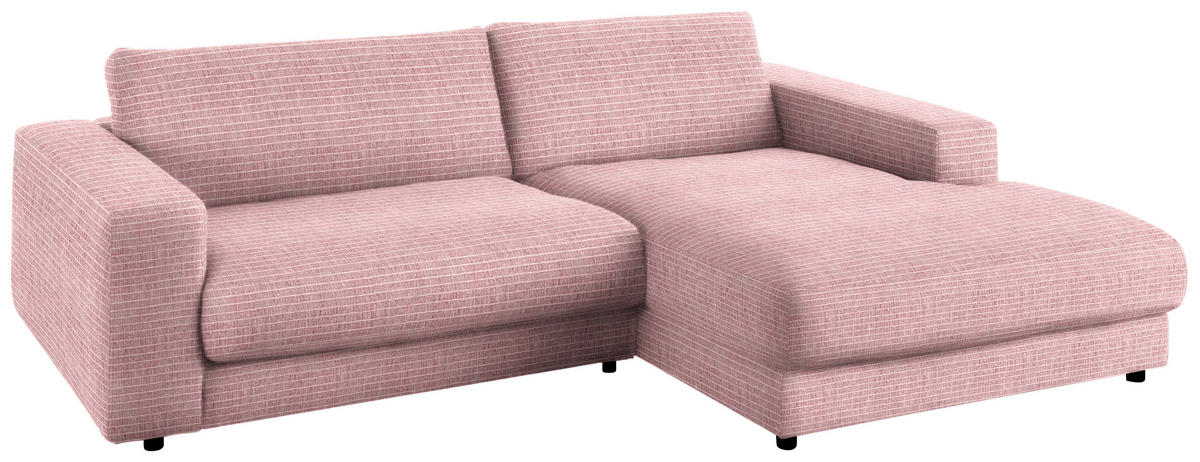 ECKSOFA in Chenille Rosa  - Schwarz/Rosa, Design, Kunststoff/Textil (270/190cm) - Lomoco