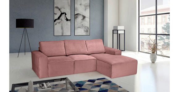 ECKSOFA Rosa Chenille - Schwarz/Rosa, KONVENTIONELL, Kunststoff/Textil (272/168cm) - Carryhome