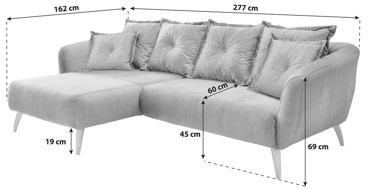 ECKSOFA Gelb Velours  - Gelb/Schwarz, MODERN, Holz/Textil (162/277cm) - Livetastic