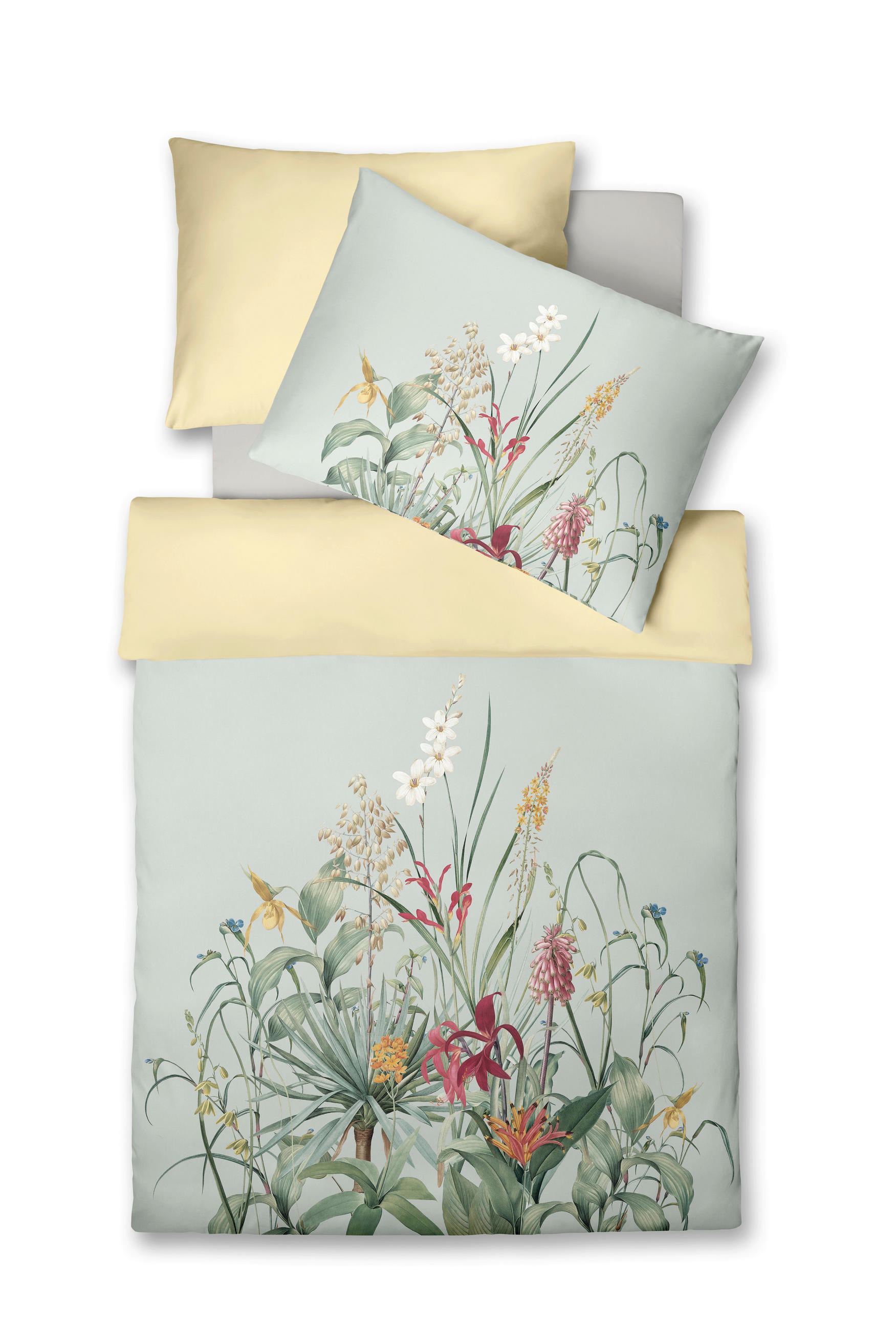 POSTELJNINA BED ART 140/200 cm mako saten rdeča, temno rumena, olivno zelena , žajbljevo zelena  - rdeča/olivno zelena, Konvencionalno, tekstil (140/200cm) - Fleuresse