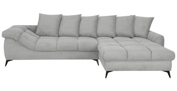 ECKSOFA Hellgrau Cord Rückenkissen, Armlehnenkissen, Rücken echt  - Hellgrau/Schwarz, KONVENTIONELL, Textil/Metall (332/231cm) - Carryhome