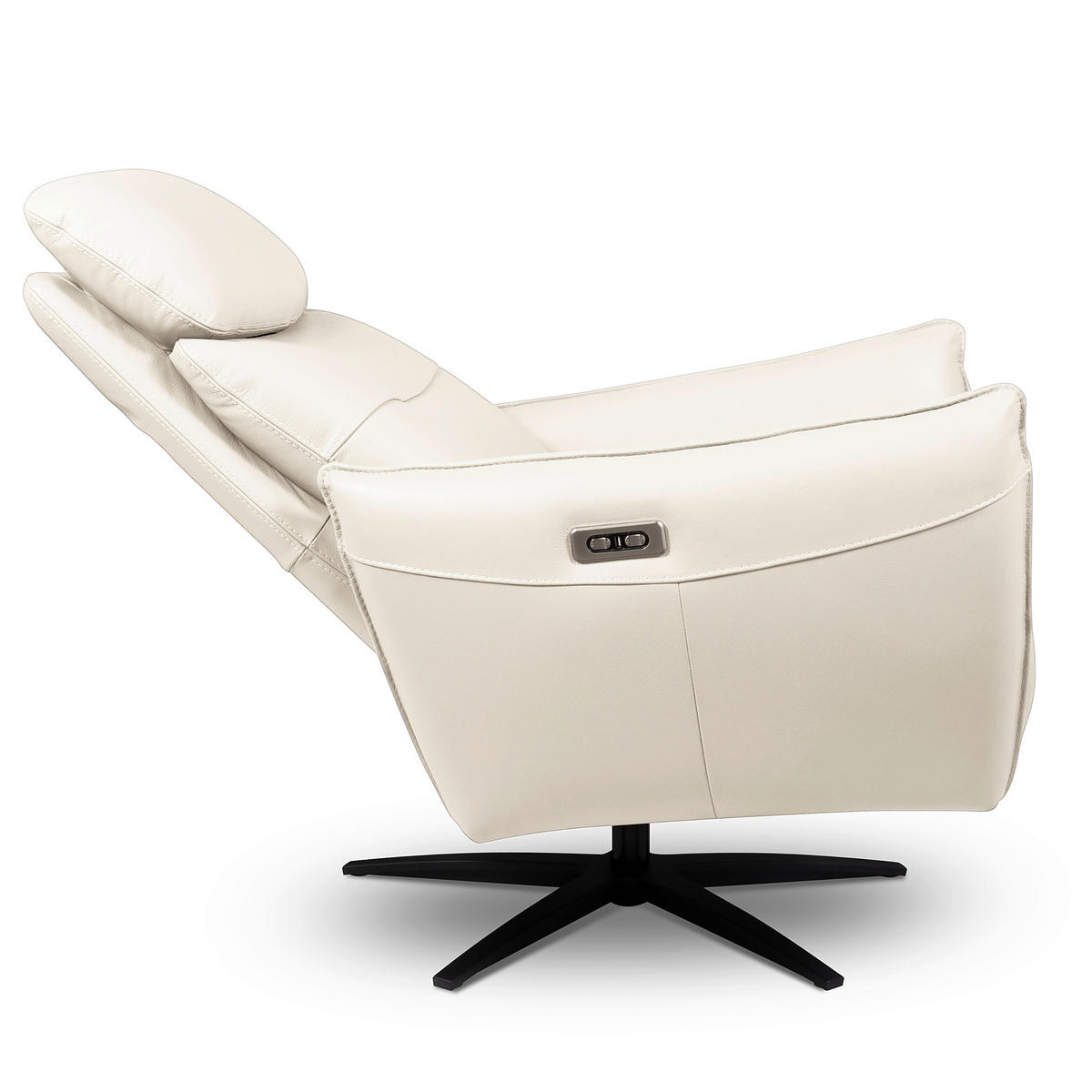 RELAXSESSEL in Leder Weiß  - Schwarz/Weiß, Design, Leder/Metall (77/107/88cm) - Livetastic