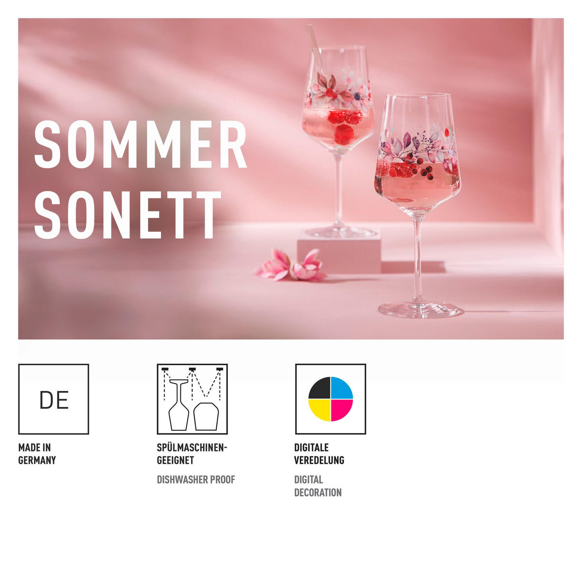 GLÄSERSET Sommersonett  2-teilig  - Pink/Transparent, Trend, Glas (9,3/22,5cm) - Ritzenhoff