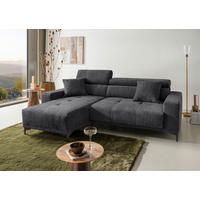 ECKSOFA Chenille Anthrazit  - Anthrazit/Schwarz, Basics, Textil/Metall (183/250cm) - Livetastic