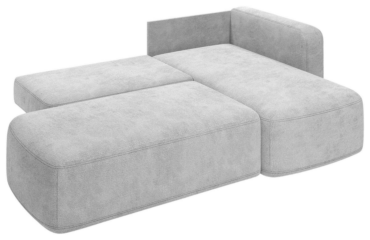 ECKSOFA Hellgrau Chenille Rückenkissen, Bettkasten, Schlaffunktion, Rücken echt, Liegefläche im Originalstoff  - Hellgrau/Schwarz, KONVENTIONELL, Kunststoff/Textil (244/160cm) - Milino
