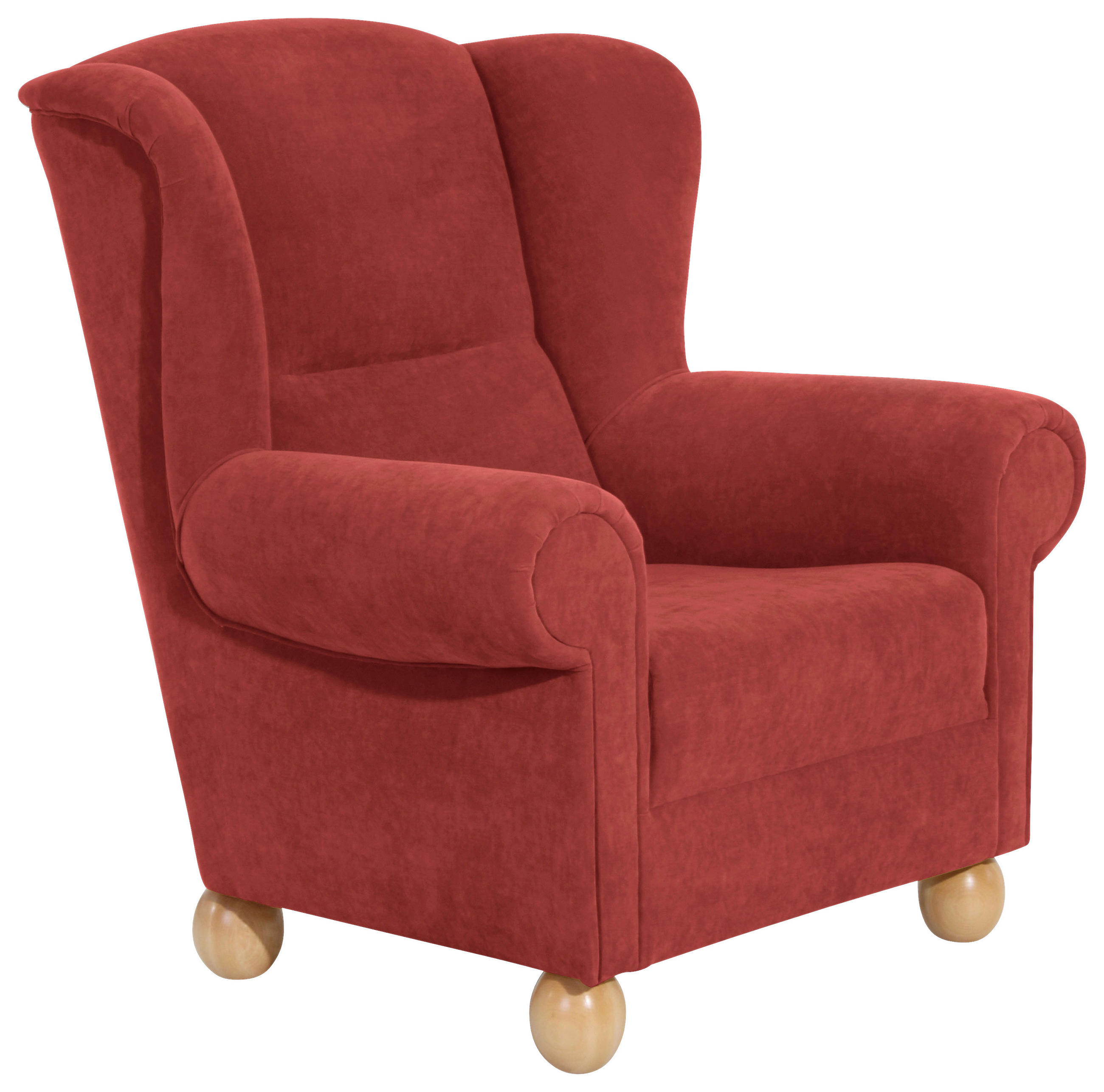 OHRENSESSEL Velours Terracotta  - Terracotta/Naturfarben, KONVENTIONELL, Holz/Textil (93/103/87cm) - Max Winzer