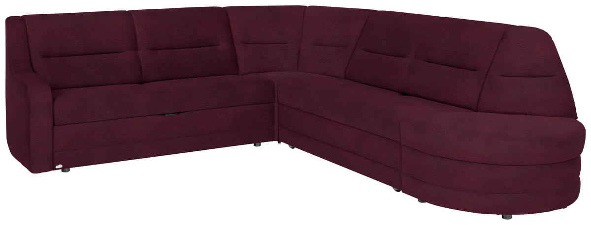 ECKSOFA in Flachgewebe Bordeaux, Dunkelrot  251/285 cm  - Bordeaux/Schwarz, KONVENTIONELL, Kunststoff/Textil (251/285cm) - Sedda