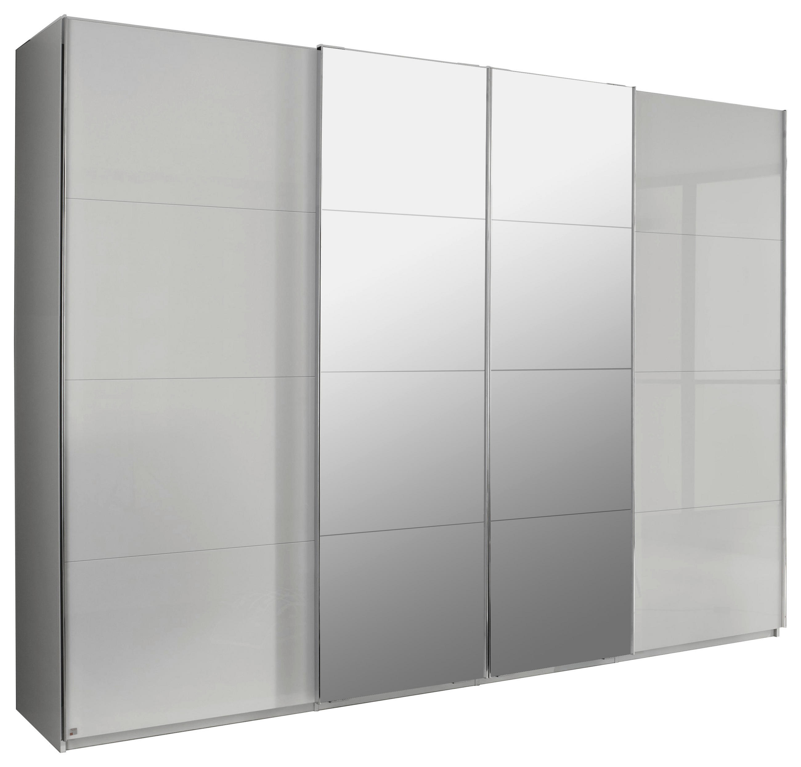 SCHWEBETÜRENSCHRANK  in Grau  - Chromfarben/Grau, Design, Glas/Holzwerkstoff (271/223/68cm) - Novel