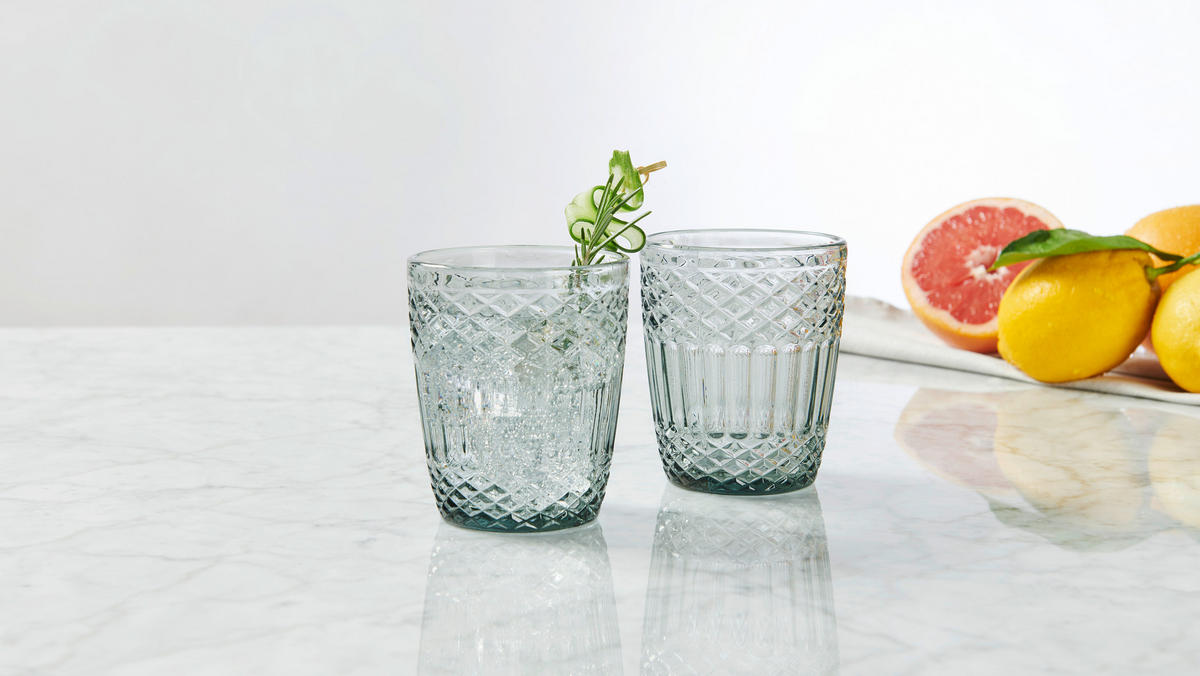WASSERGLAS Firenze Grigio 300 ml  - Schwarz, Trend, Glas (8,2/9,9cm) - Novel