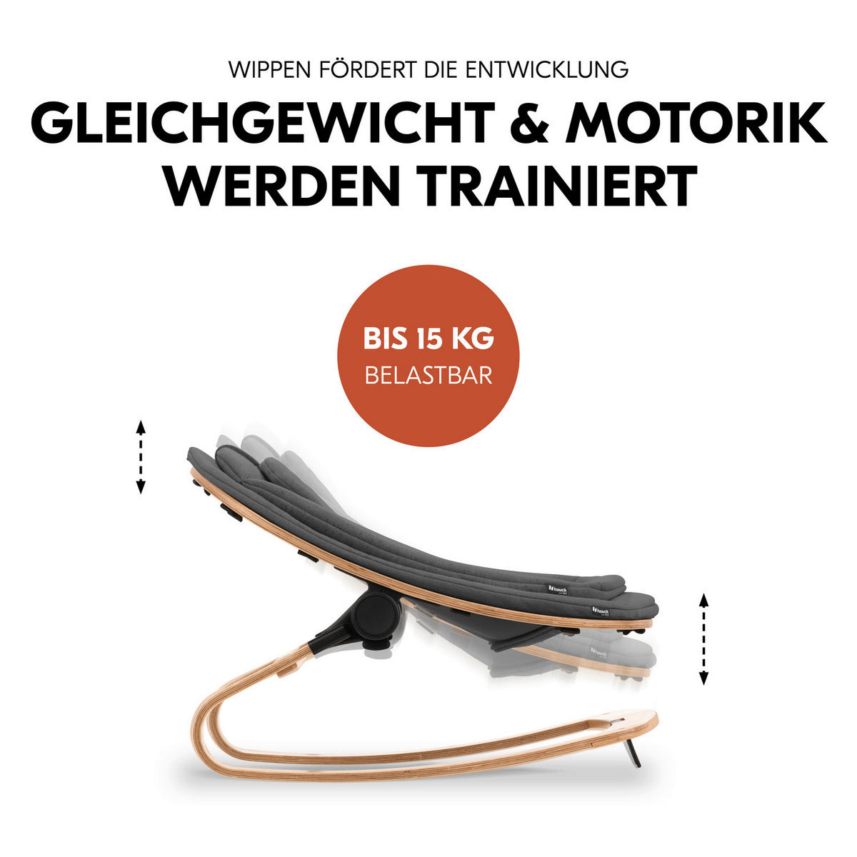 HOCHSTUHLLIEGE Highchair Bouncer Eco  - Dunkelgrau/Buchefarben, Basics, Holz/Textil (50/40/66cm) - Hauck