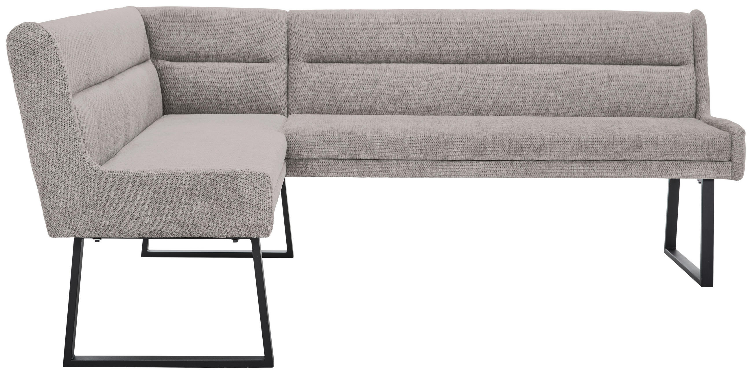 ECKBANK 159/217 cm Webstoff Hellgrau, Schwarz   - Hellgrau/Schwarz, Design, Textil/Metall (159/217cm) - Novel