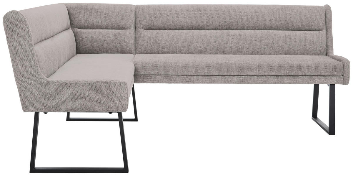 ECKBANK 159/237 cm Webstoff Hellgrau, Schwarz   - Hellgrau/Schwarz, Design, Textil/Metall (159/237cm) - Novel