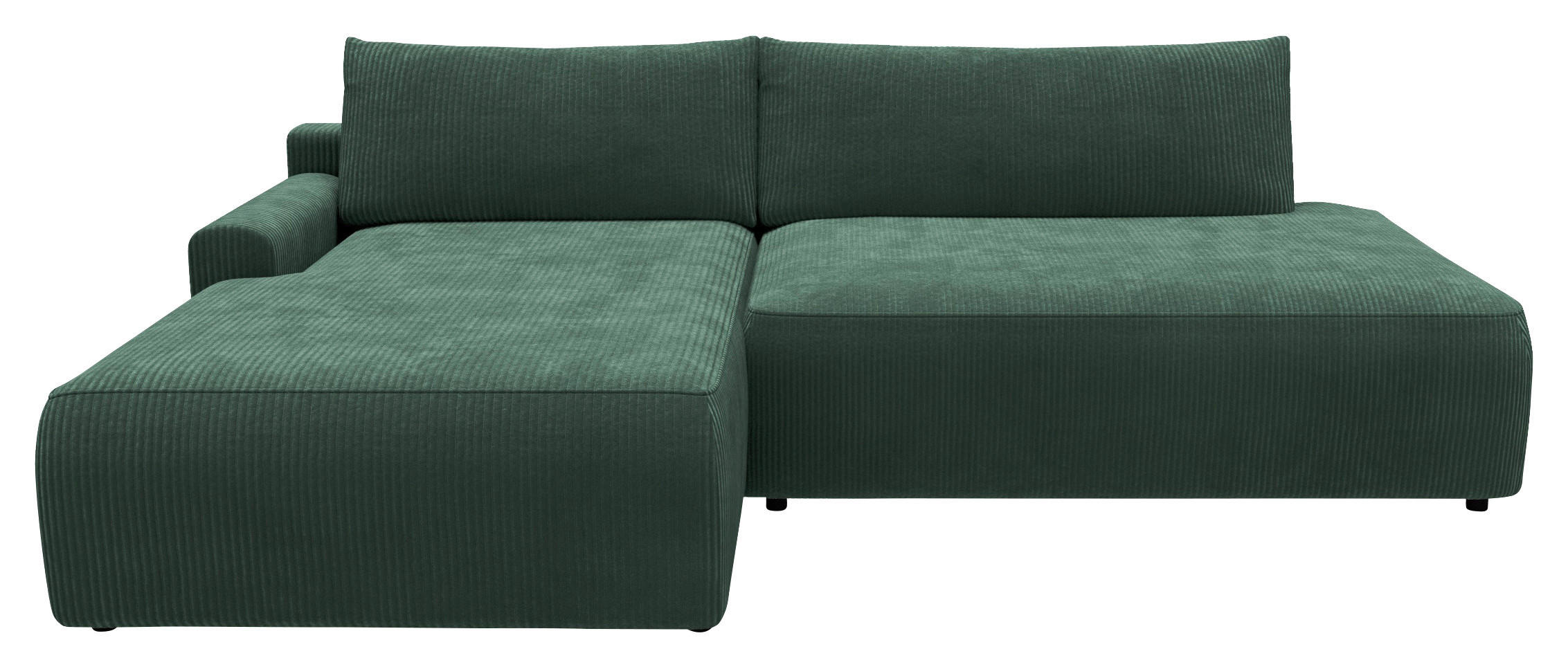 ECKSCHLAFSOFA in Cord Dunkelgrün  - Dunkelgrün/Schwarz, Modern, Kunststoff/Textil (167/253cm) - Trendmanufaktur