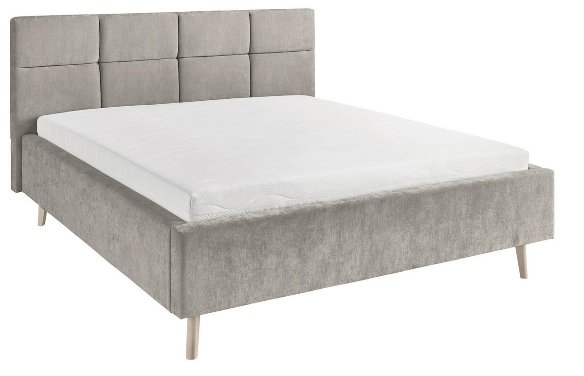 POLSTERBETT 140/200 cm,  in Grau,  - Sandfarben/Grau, KONVENTIONELL, Holz/Textil (140/200cm) - SetOne by Musterring