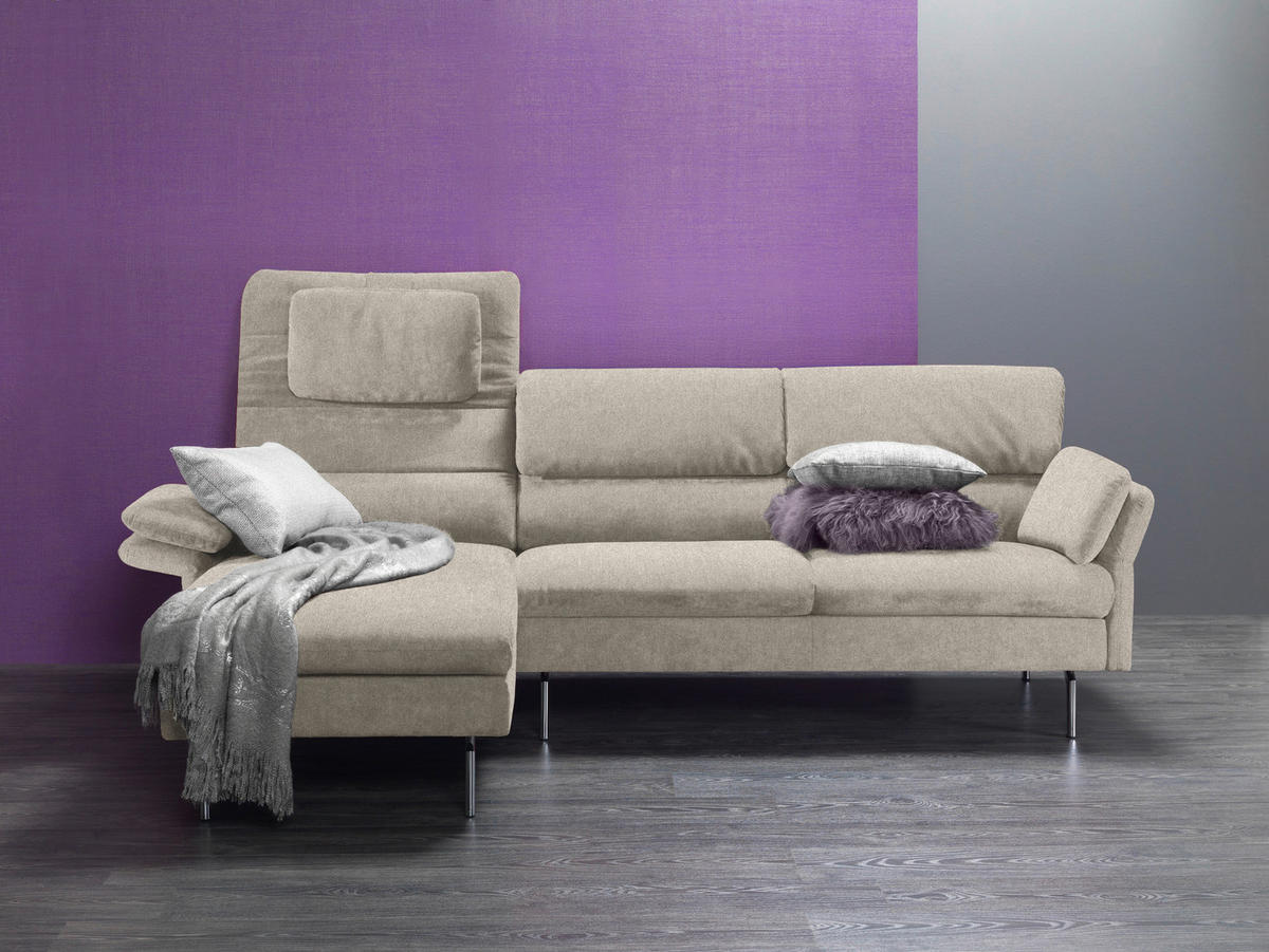 ECKSOFA in Beige  - Chromfarben/Beige, Konventionell, Textil/Metall (159/261cm) - Horst AG
