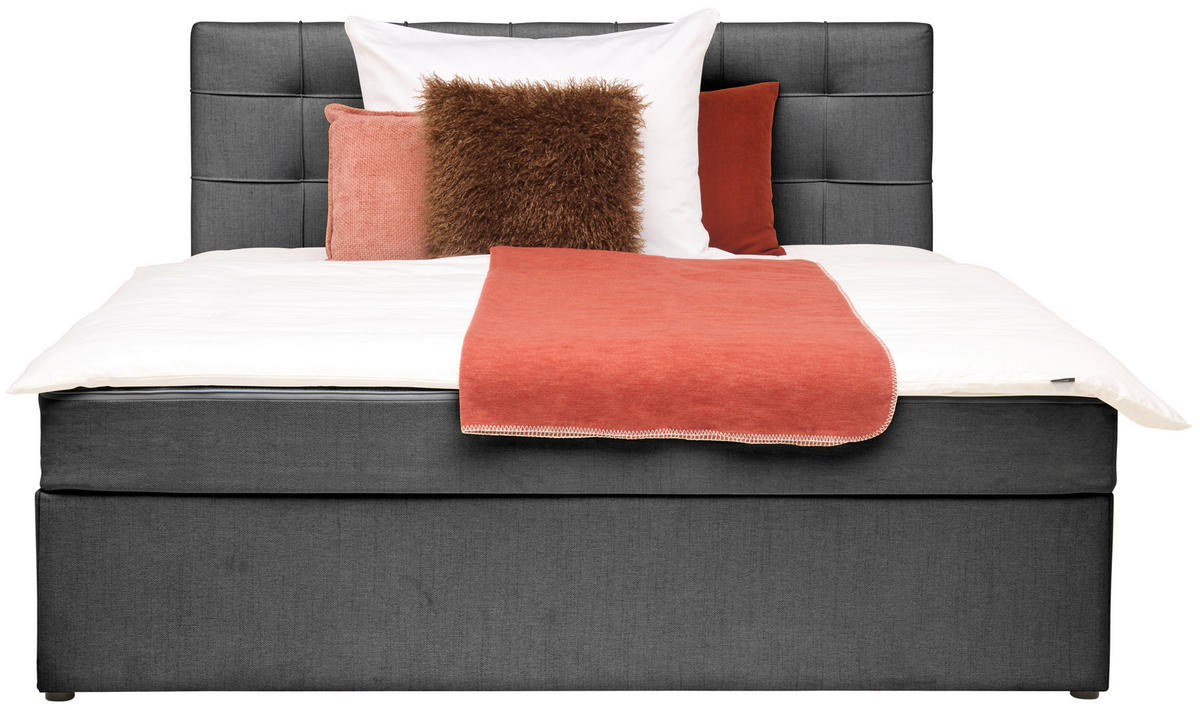 BOXBETT 200/200 cm,  in Graphitfarben,  - Graphitfarben, MODERN, Holz/Textil (200/200cm) - MID.YOU