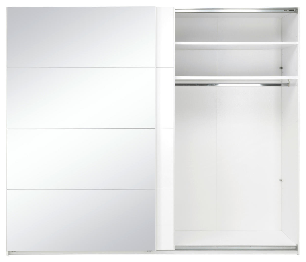 SCHIEBETÜRENSCHRANK 250/210/62 cm Weiß  - Weiß Hochglanz/Alufarben, MODERN, Holzwerkstoff/Metall (250/210/62cm) - MID.YOU