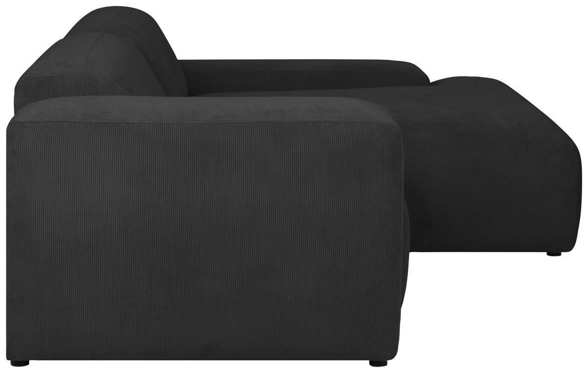 ECKSOFA HANNAH Anthrazit Cord  - Anthrazit/Schwarz, Design, Kunststoff/Textil (252/170cm) - MID.YOU