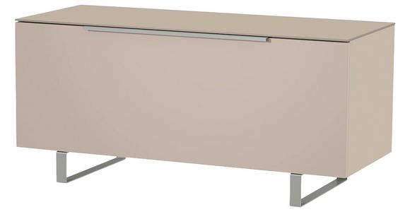 LOWBOARD Alufarben, Sandfarben  110/66/45 cm  - Sandfarben/Alufarben, Design, Glas/Holzwerkstoff (110/66/45cm) - Moderano