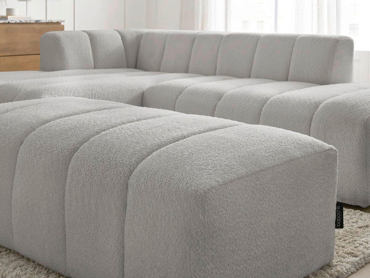 ECKSOFA Ottomane links  ANNECY Hellgrau Bouclé  - Hellgrau/Schwarz, MODERN, Kunststoff/Textil (170/262cm)
