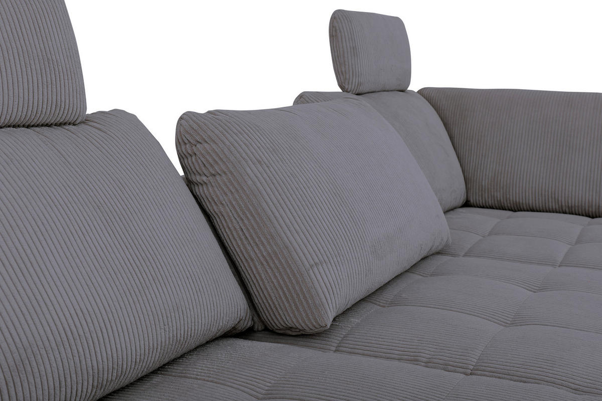 ECKSOFA in Cord, Velours Anthrazit  - Anthrazit/Schwarz, Design, Textil/Metall (291/197cm) - Beldomo Style