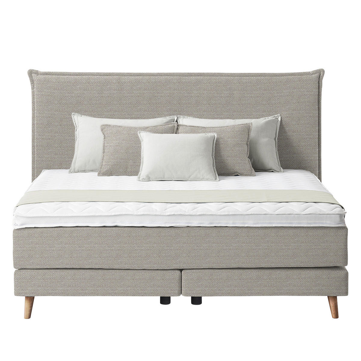 BOXSPRINGBETT 180/200 cm  in Taupe  - Taupe/Eichefarben, Design, Holzwerkstoff/Textil (180/200cm) - home24