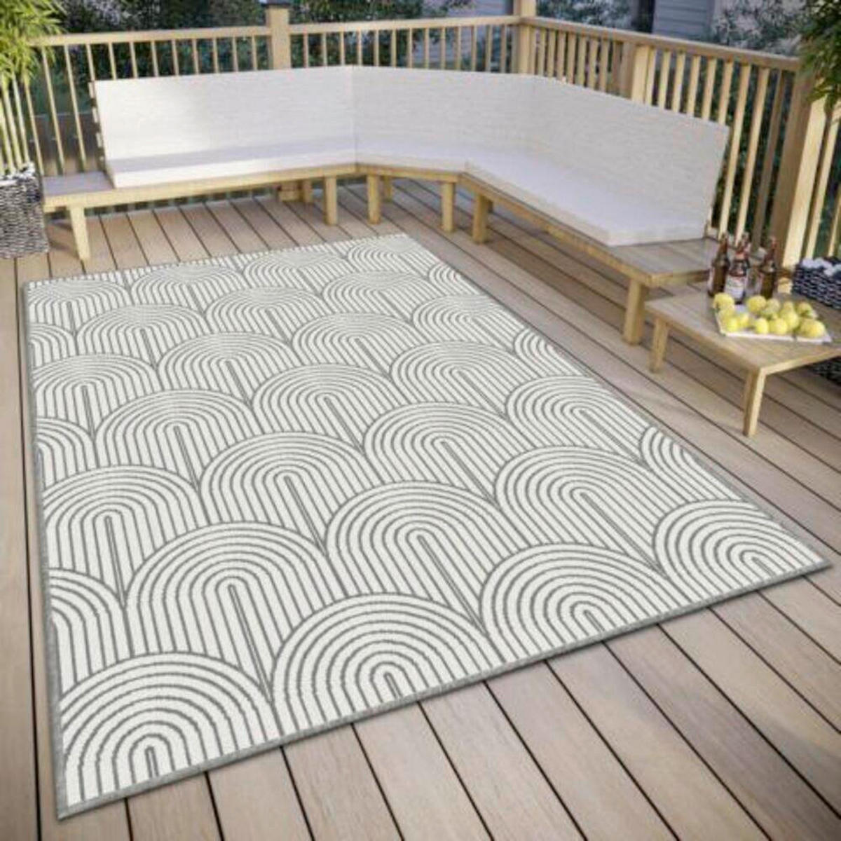 OUTDOORTEPPICH 160/230 cm Pangli Silberfarben, Weiß  - Silberfarben/Weiß, Design, Kunststoff (160/230cm)