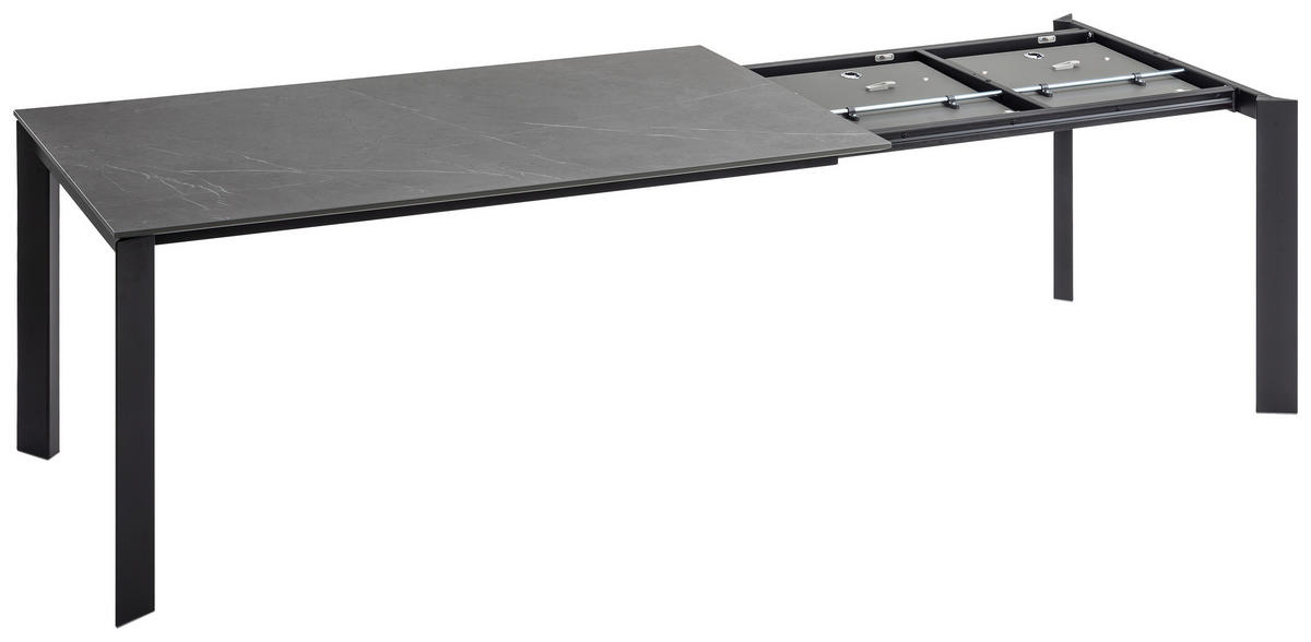 ESSTISCH in Metall, Keramik 160-250/90/75 cm  - Dunkelgrau/Schwarz, Design, Keramik/Metall (160-250/90/75cm) - Novel