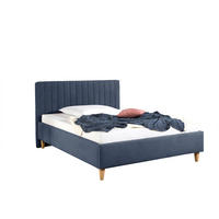 POLSTERBETT 140/200 cm,  in Blau,  - Blau/Naturfarben, MODERN, Holz/Textil (140/200cm) - Livetastic