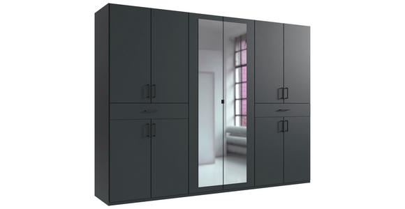 DREHTÜRENSCHRANK in Graphitfarben - Schwarz/Graphitfarben, KONVENTIONELL, Glas/Holzwerkstoff (270/208/58cm) - Carryhome