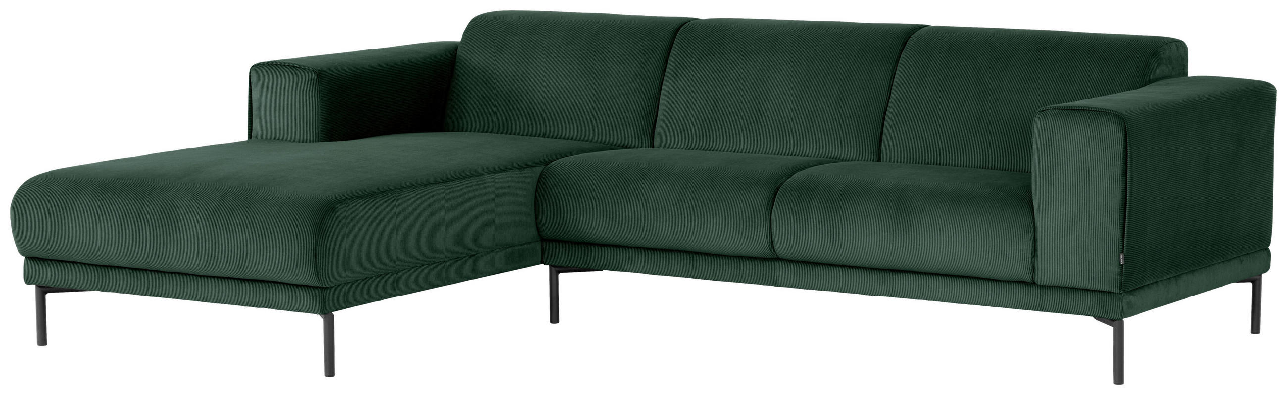 ECKSOFA in Cord Grün  262/183 cm  - Schwarz/Grün, Design, Textil/Metall (262/183cm) - MID.YOU