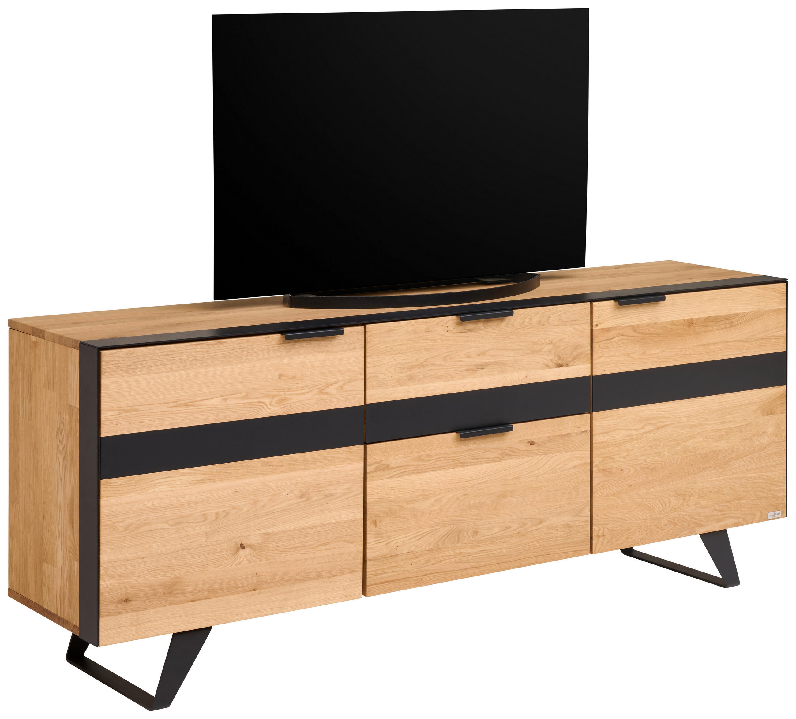 TV-BÄNK  181/62/42 cm 2 låda(or)  - svart, Klassisk, metall/trämaterial (181/62/42cm) - Landscape