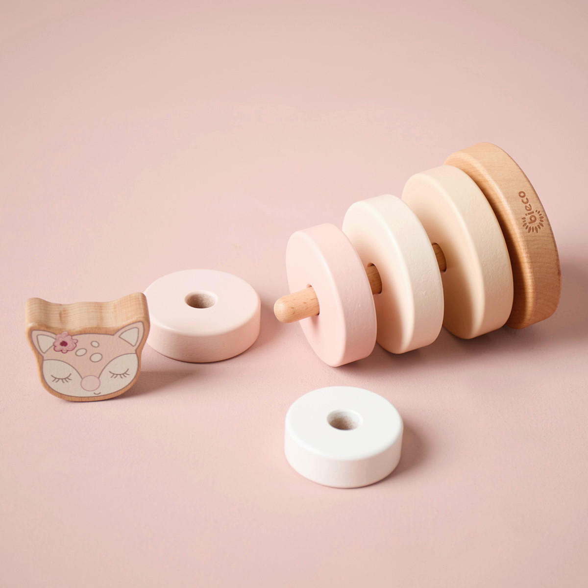 STAPELTURM - Beige/Rosa, Basics, Holz (10/18,5/10cm)