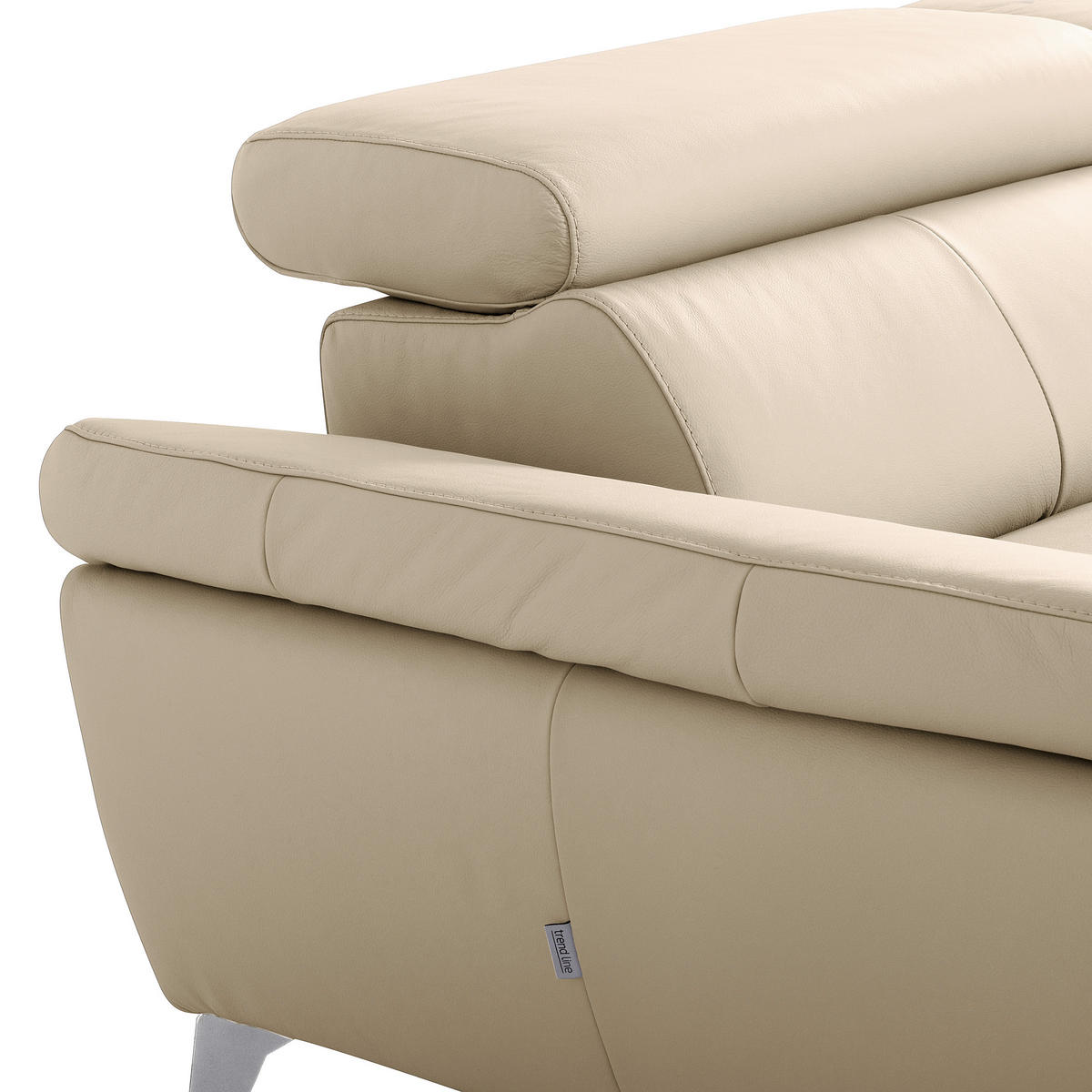 ECKSOFA Grau Echtleder Lederlook Rücken echt, Armteilverstellung, Relaxfunktion, Kopfteilverstellung  - Chromfarben/Grau, Design, Leder/Textil (179/252cm) - Livetastic