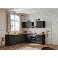ECKKÜCHE 240/240 cm  in Grau, Eiche Wotan  - Eiche Wotan/Schwarz, LIFESTYLE, Holzwerkstoff/Metall (240/240cm) - Held