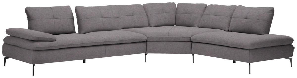 ECKSOFA in Flachgewebe Anthrazit  - Anthrazit/Schwarz, Design, Textil/Metall (344/271cm) - Chilliano