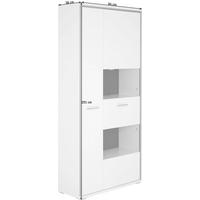 VITRINE  in Grau, Weiß, Edelstahlfarben  - Edelstahlfarben/Weiß, Design, Glas/Holzwerkstoff (94/201/38cm) - Xora