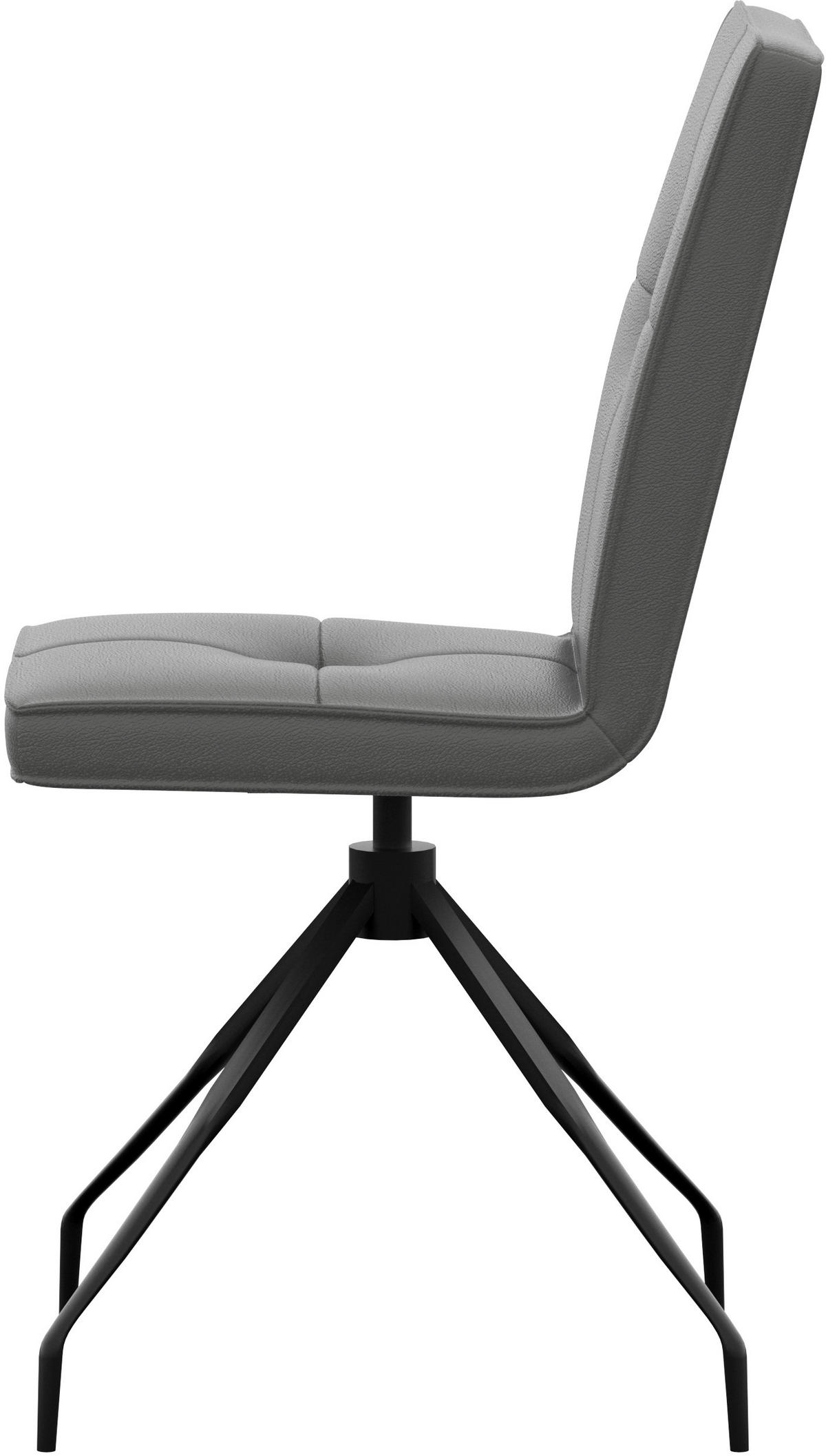 STUHL Echtleder Dunkelgrau  - Dunkelgrau, Design, Leder/Metall (45/96/58cm) - Moderano