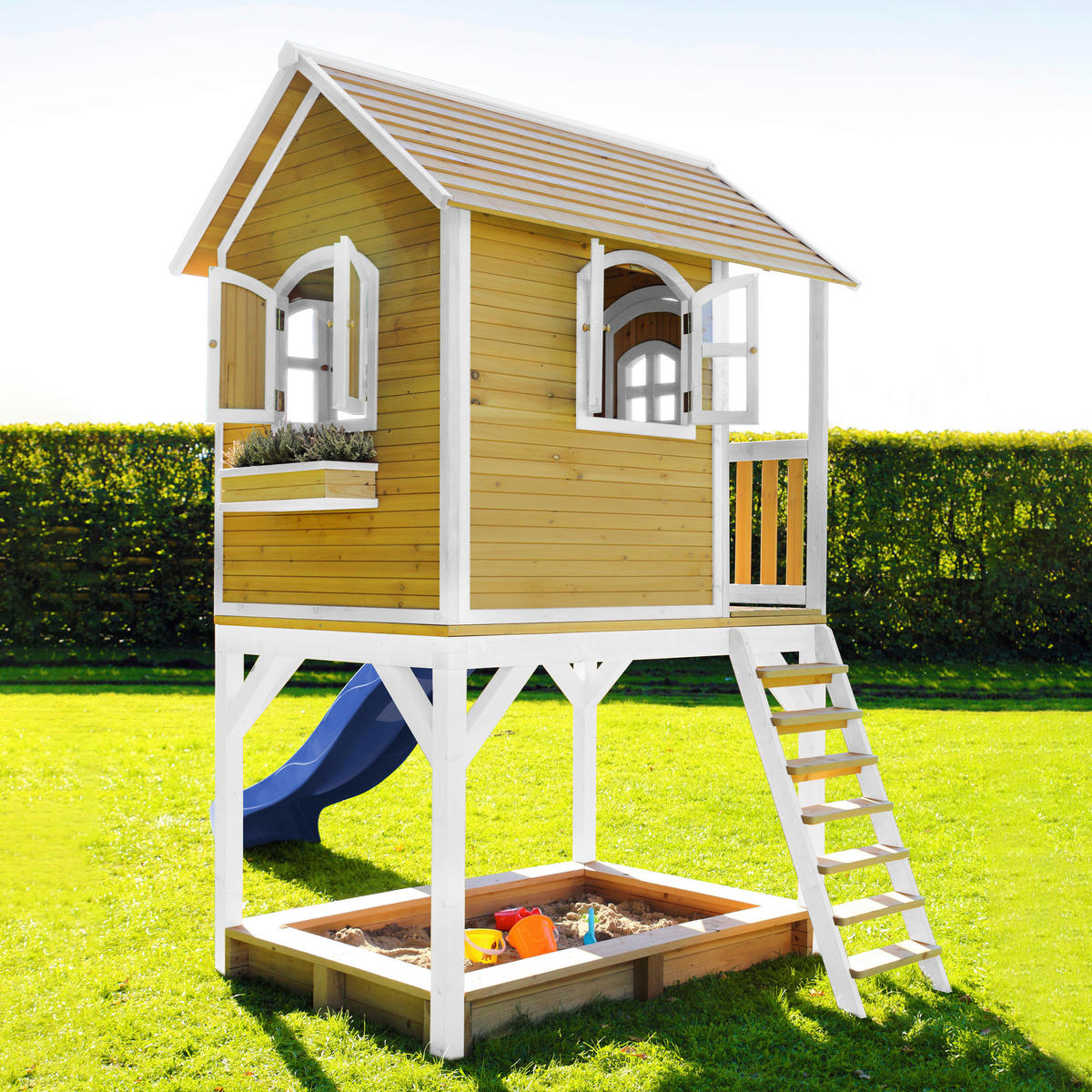 SPIELTURM 370/291/191 cm SPIELTURM SARAH  - Blau/Braun, KONVENTIONELL, Holz/Kunststoff (370/291/191cm) - Ambia Garden