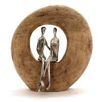 SKULPTUR - Silberfarben/Naturfarben, LIFESTYLE, Holz/Metall (24/25/9cm) - Ambia Home