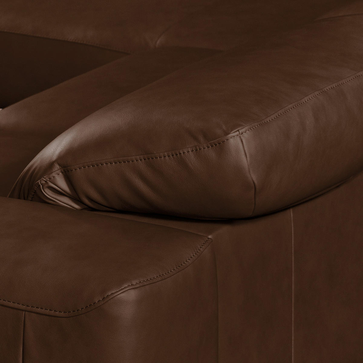 ECKSOFA Dunkelbraun Echtleder Rücken echt, Kopfteilverstellung  - Chromfarben/Dunkelbraun, Design, Leder/Metall (187/295cm) - Livetastic