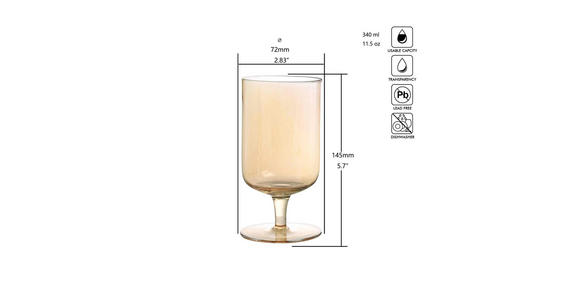 WASSERGLAS 340 ml  - Gelb, Trend, Glas (7,2/14,5cm) - Novel